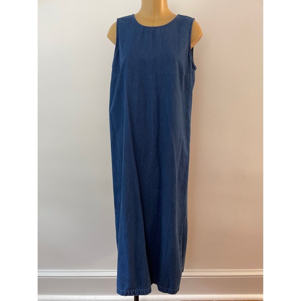 Vintage 90s Talbots Denim Sleeveless Long Dress